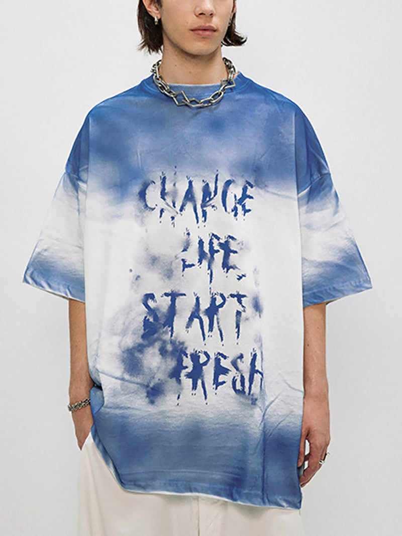 Street Handmade Gradient Spray Hip-hop T-shirt