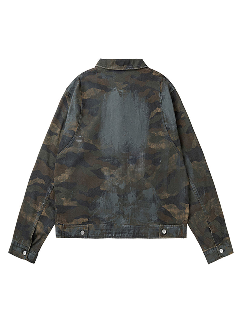 Mud-dyed Distressed Camouflage Jacket