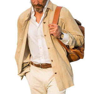 Men's Spring And Autumn Apricot Casual Windbreaker Jacket