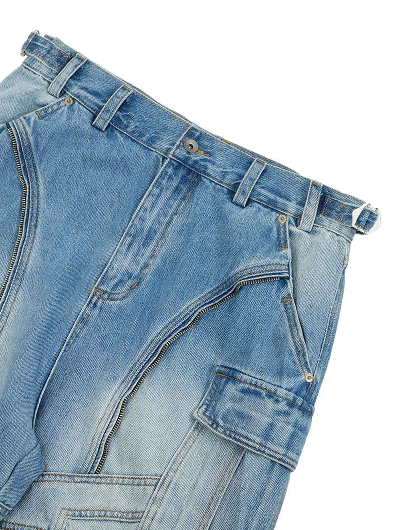 Multi-structure Design Baggy Jeans