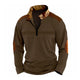 Men's Colorblock Zipper Stand Collar Long Sleeve Casual Sweatshirt