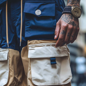 Men's Contrast Multi-Pocket Cargo Shorts