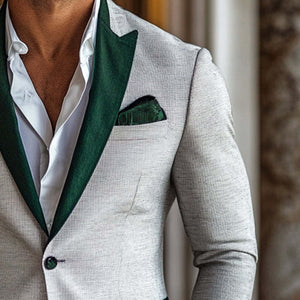 Blazer de terciopelo en contraste de algodón y lino para hombre 