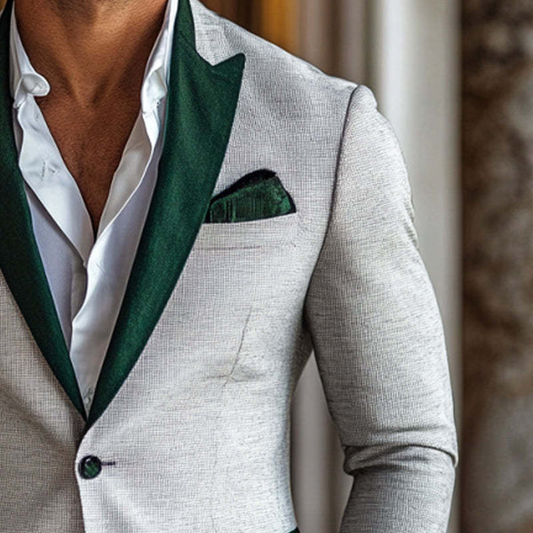 Men's Cotton And Linen Contrast Velvet Blazer