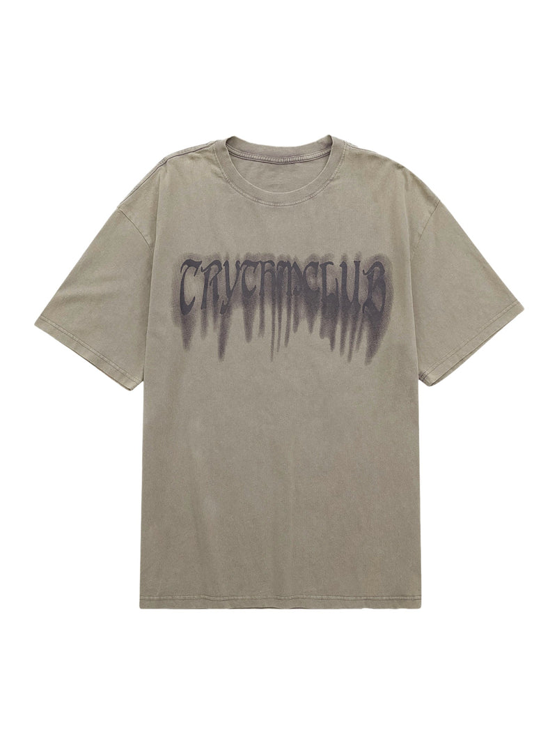 Street Distressed Washed Letter Print T-shirt