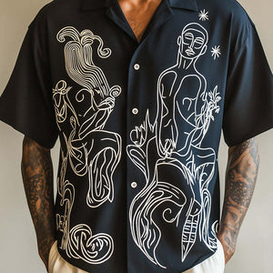 Camisa de manga corta con estampado abstracto de Picasso para hombre