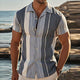 Herren Retro Casual Leinen Gestreiftes Colorblock Bedrucktes Revers Kurzarmhemd
