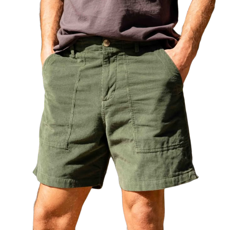 Men's Casual Corduroy Loose Cargo Shorts