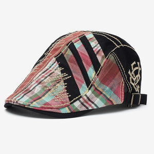 Men's Retro Stitching Plaid Beret Hat
