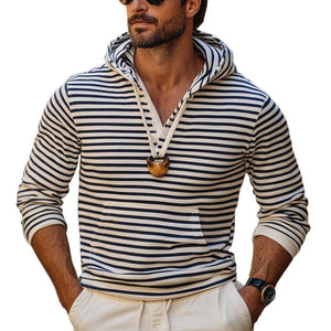 Men's Spring And Autumn Casual Classic Striped Hoodie