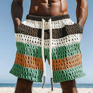 Men's Spring Resort Contrast Woven Casual Sports Shorts