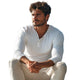 Men's Casual Cotton Blend Henley Neck Slim Fit Long Sleeve T-Shirt