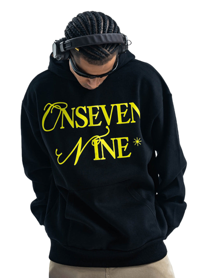 Basic Letter Print Fleece Hoodie