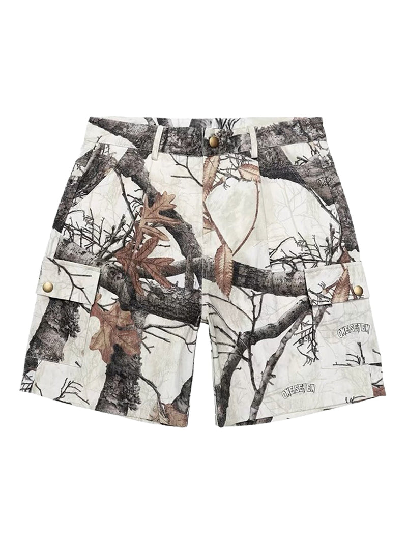 Retro Branches & Fallen Leaves Print Workwear Set