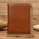 Cartera vintage de tres pliegues de cuero genuino para hombre 