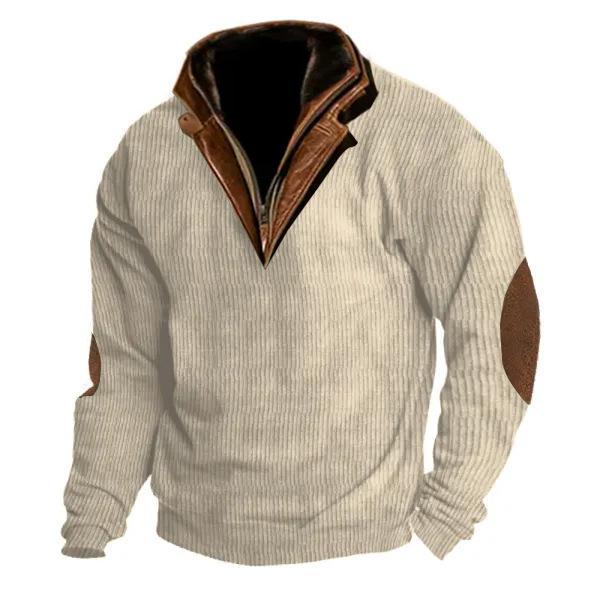Men's Colorblock Stitching Collar Lapel Sweatshirt