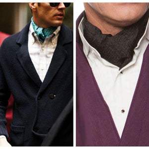 Camisa clásica vintage para hombre con bufanda Ascot