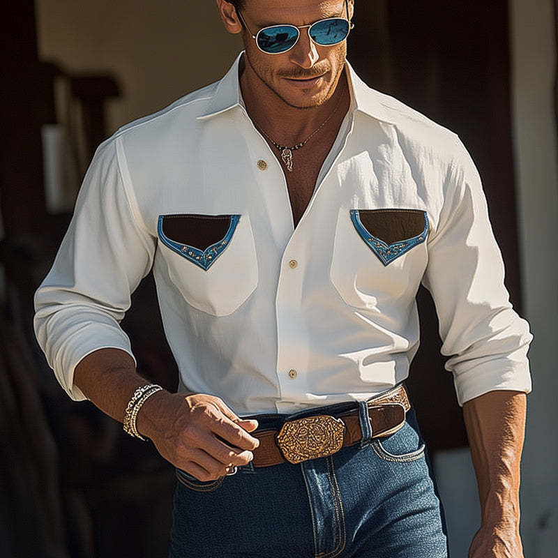Men's Vintage Cotton Long Sleeve Shirt