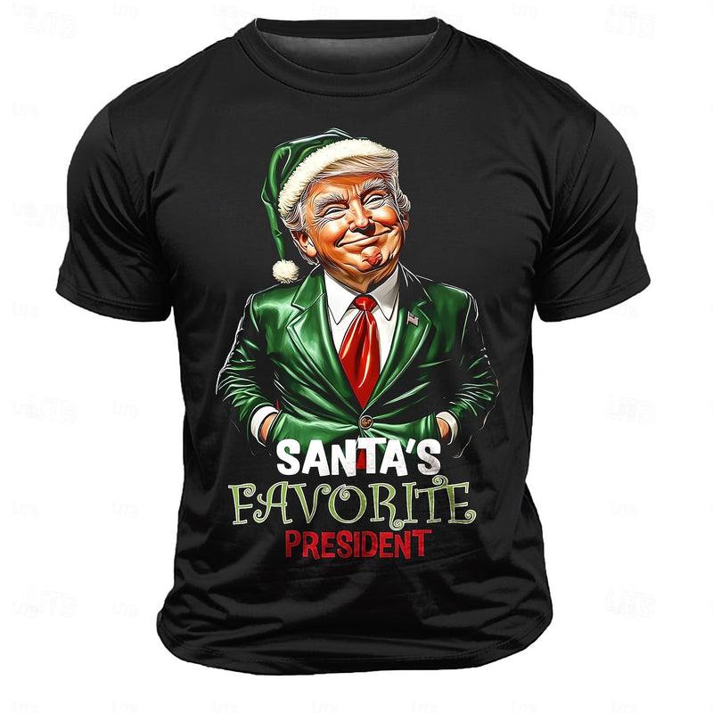 Christmas Men's Funny Trump Make America Great Again 3D T-shirts Trump Hat Fashion Athleisure 3D Print Tee Street Sports Outdoor Black Short Sleeve Crew Neck Summer Spring Clothing Apparel