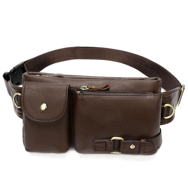 Men's Classic Genuine Leather Waist And Messenger Bag