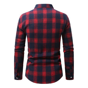 Camisa informal de manga larga a cuadros para hombre