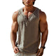 Men's Cotton And Linen Button V-Neck Sleeveless Tank Top