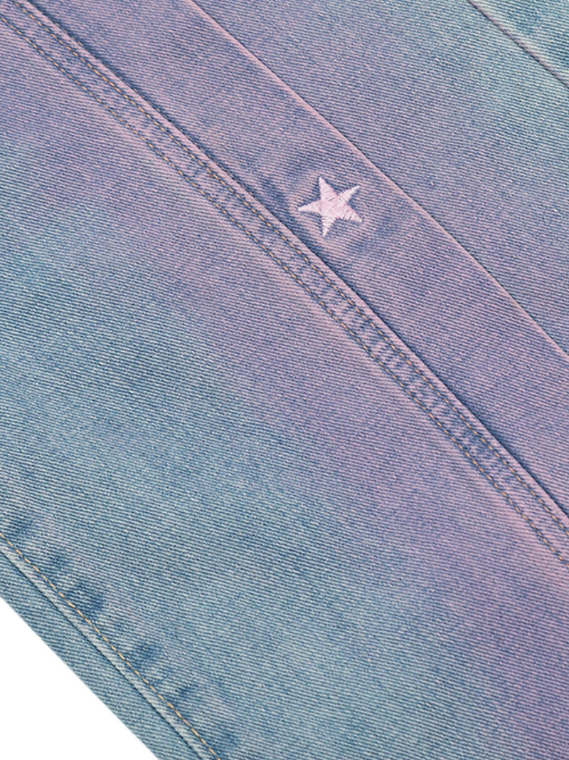 American Retro Spray-painted Star Embroidered Jeans