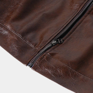Herren Vintage Distressed Reißverschluss Lederjacke