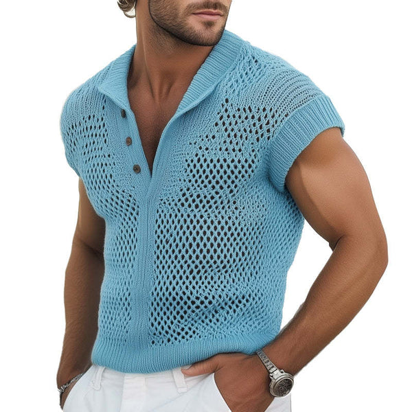 Camiseta de malla de punto transpirable de moda de verano para hombre