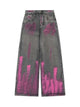 Graffiti Distressed Washed Baggy Jeans