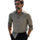 Men's Casual Skin-friendly Gray Cotton And Linen Long-sleeved Shirt