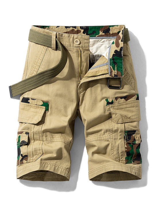 COTTON WORKWEAR SHORTS WITH STRAIGHT TUBE AND MULTIPLE BAGS CARGO SHORTS