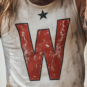 Men's Retro Rock 'WoW' Print Casual Crew Neck Tank Top