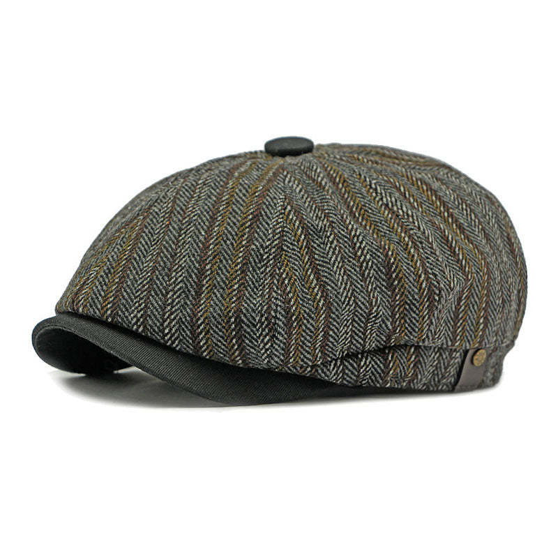 Sombrero de vendedor de periódicos a rayas bohemias vintage para hombre