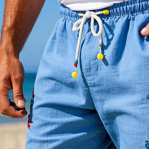 Men's Simple Embroidered Lightweight Beach Shorts