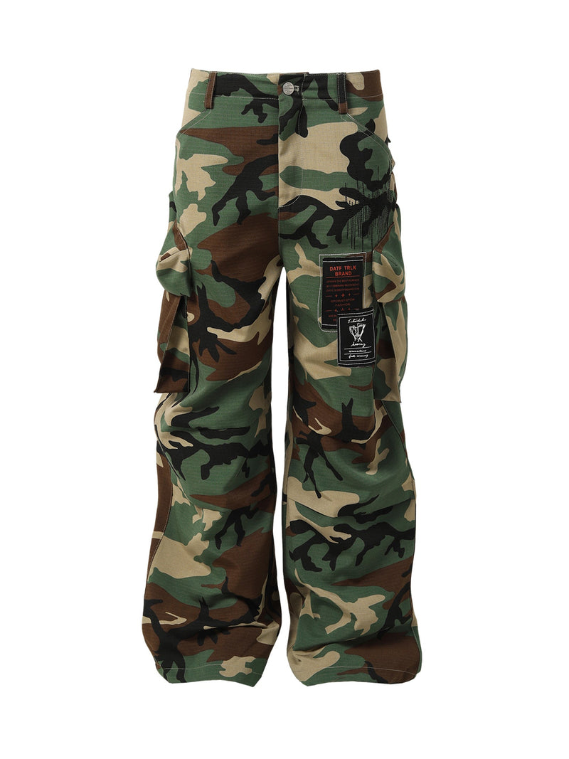 High Street Badge Camouflage Multi-Pocket Pants