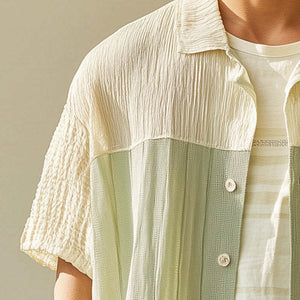 Men's Spring Fashion Textured Fabric Short Sleeve Casual Sports Shirt