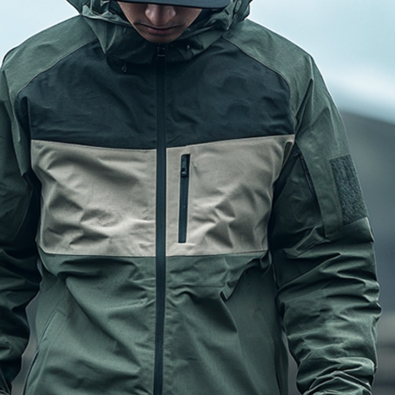 Men's Casual Outdoor Waterproof Color Blocked Multi-Pocket Hooded Jacket MTA0739D1TO