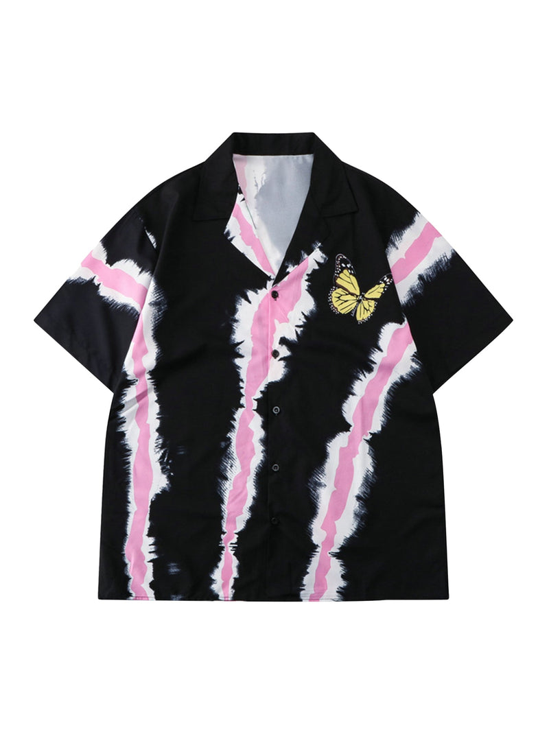 Street Print Butterfly Short Sleeve Shirt