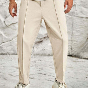 Pantalones casuales de cintura elástica de color sólido para hombre 