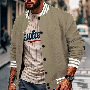 Lässige einreihige Strickjacke für Herren, Baseballjacke