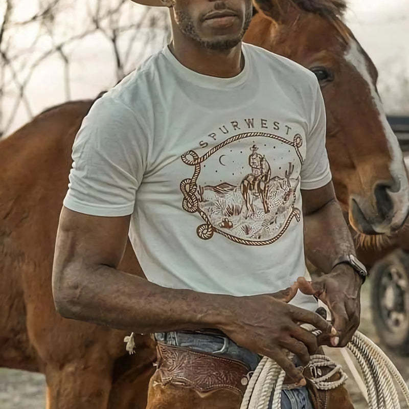 Lässiges Kurzarm-T-Shirt aus Baumwolle für Herren im Vintage-Stil