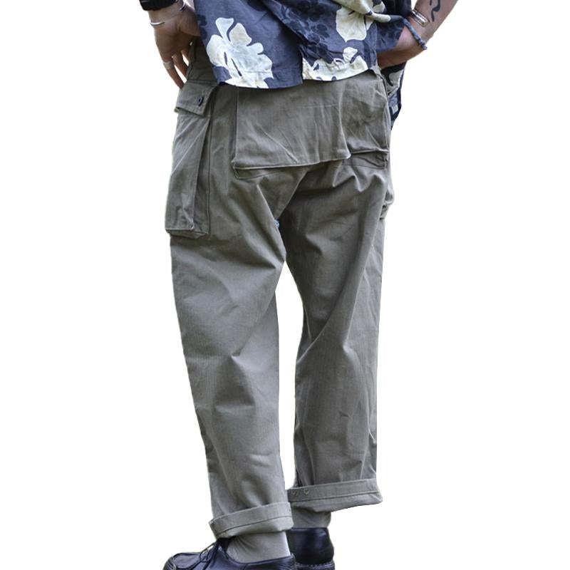 Pantalones cargo holgados de pierna recta con múltiples bolsillos vintage para hombre