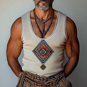 Lässiges Tanktop mit geometrischer Stickerei für Herren