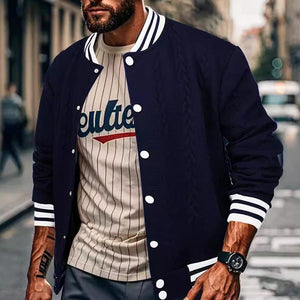Lässige einreihige Strickjacke für Herren, Baseballjacke