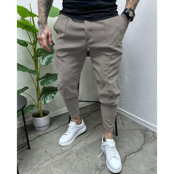 Pantalones casuales con cordón de color sólido para hombre