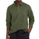 Men's Casual Solid Color Button Lapel Long Sleeve Polo Shirt
