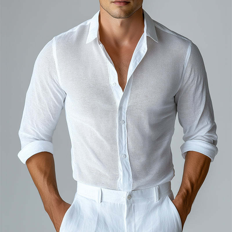 Men's Casual Cool Lapel Long Sleeve Shirt