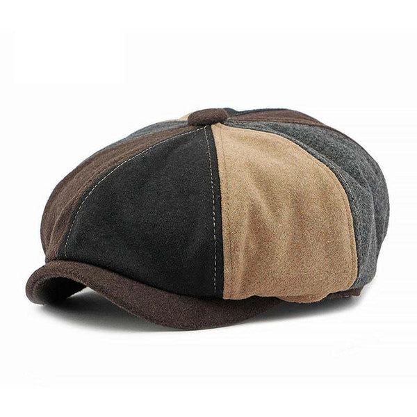 Men's Vintage Wool Blend Colorblock Patchwork Beret