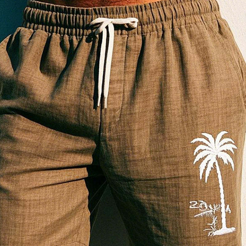 Pantalones cortos casuales bordados sencillos para hombre